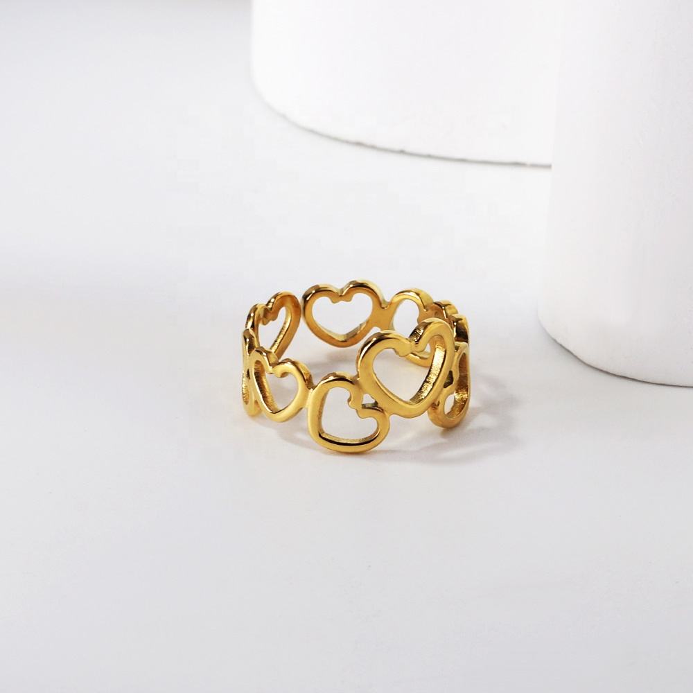 Anillo Corazones Regulable Waterproof - Joya en acero inoxidable enchapado en oro 18k - D'Merys