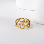 Anillo Corazones Regulable Waterproof - Joya en acero inoxidable enchapado en oro 18k - D'Merys