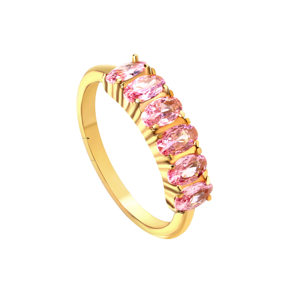 Anillo Rosa Circones Waterproof - Joya en acero inoxidable enchapado en oro 18k - D'Merys