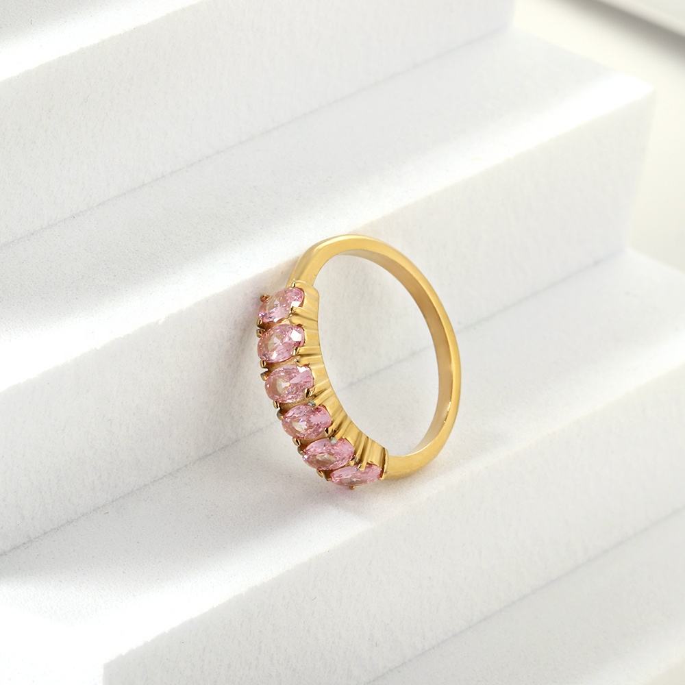 Anillo Rosa Circones Waterproof - Joya en acero inoxidable enchapado en oro 18k - D'Merys