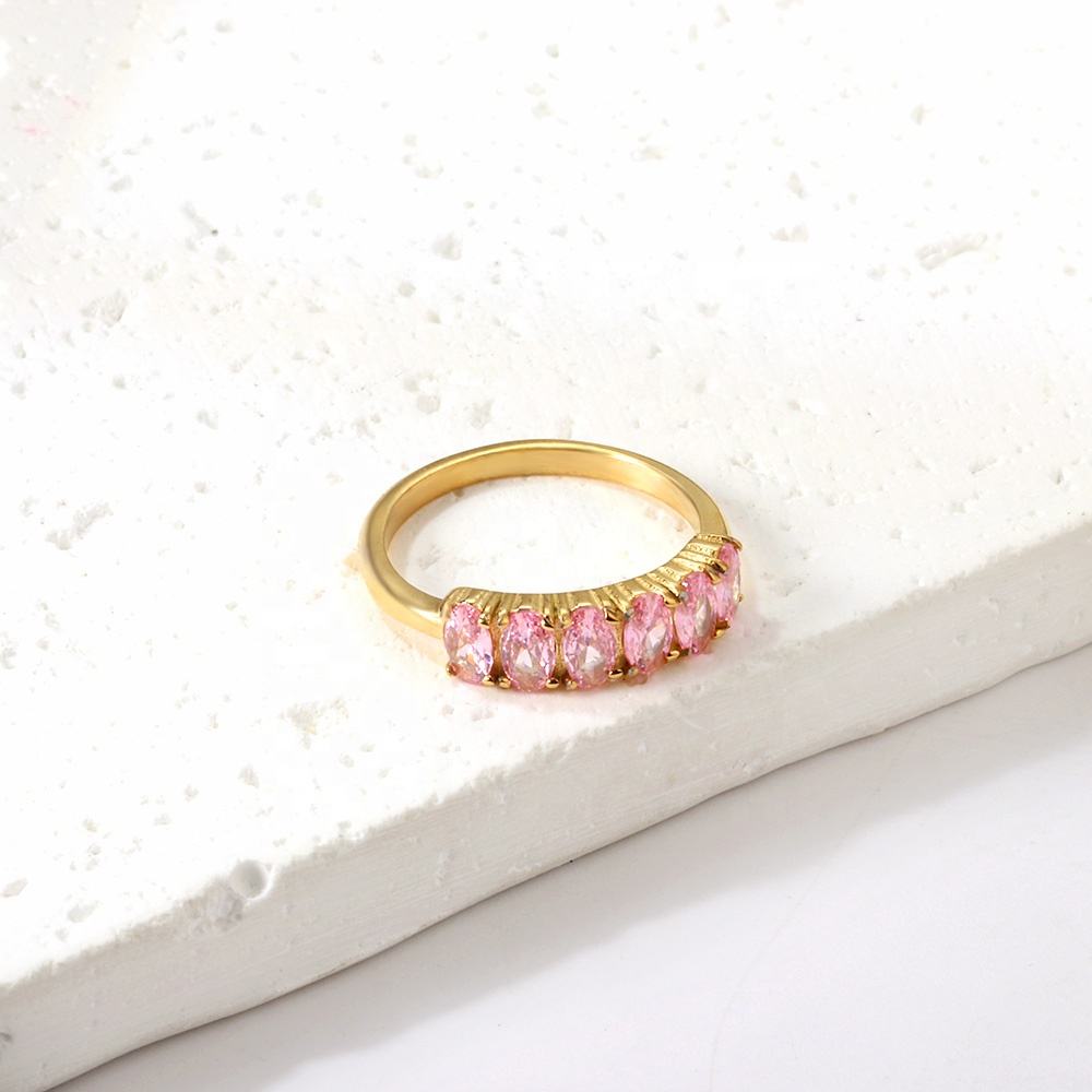 Anillo Rosa Circones Waterproof - Joya en acero inoxidable enchapado en oro 18k - D'Merys