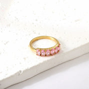 Anillo Rosa Circones Waterproof - Joya en acero inoxidable enchapado en oro 18k - D'Merys