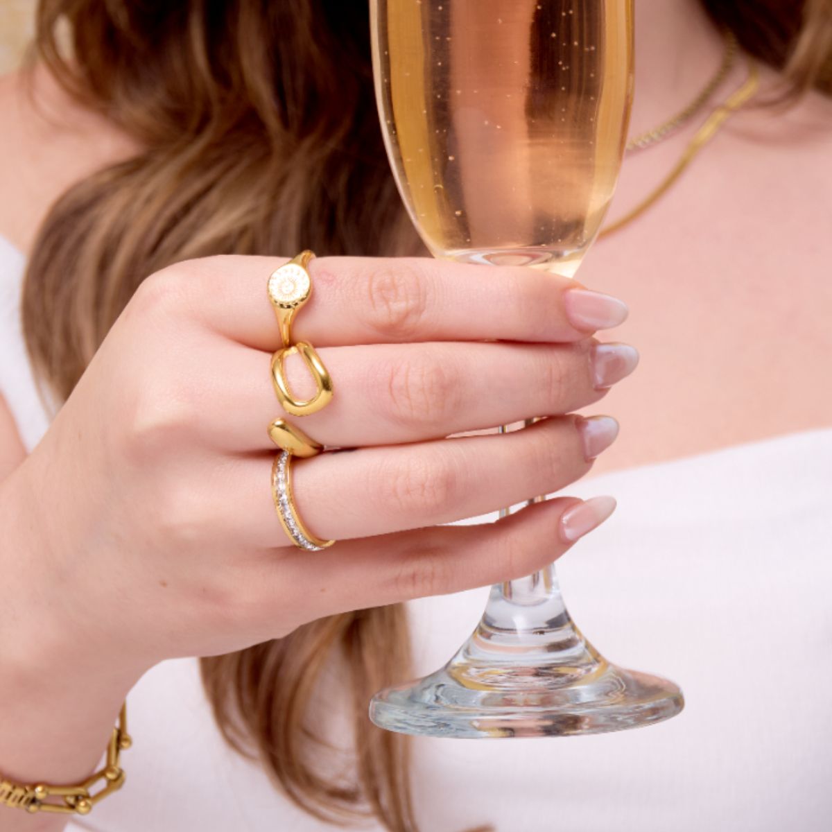 Anillo Roxana Chunky Waterproof - Joya en acero inoxidable enchapado en oro 18k - D'Merys
