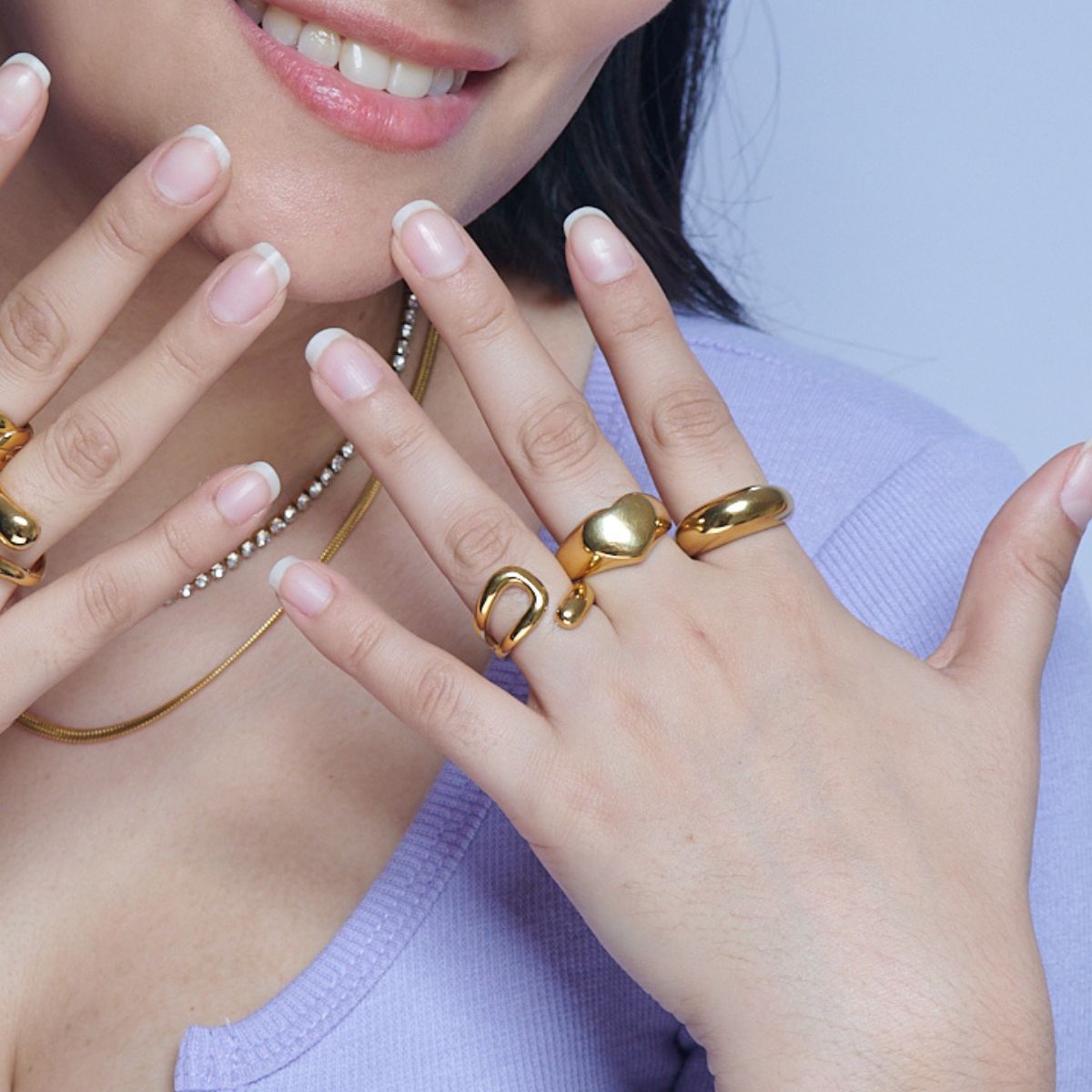 Anillo Roxana Chunky Waterproof - Joya en acero inoxidable enchapado en oro 18k - D'Merys