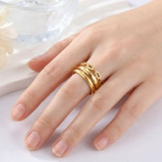 Anillo Triple Cadena Regulable Waterproof - Joya en acero inoxidable enchapado en oro 18k - Azzia