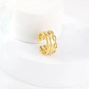 Anillo Triple Cadena Regulable Waterproof - Joya en acero inoxidable enchapado en oro 18k - Azzia