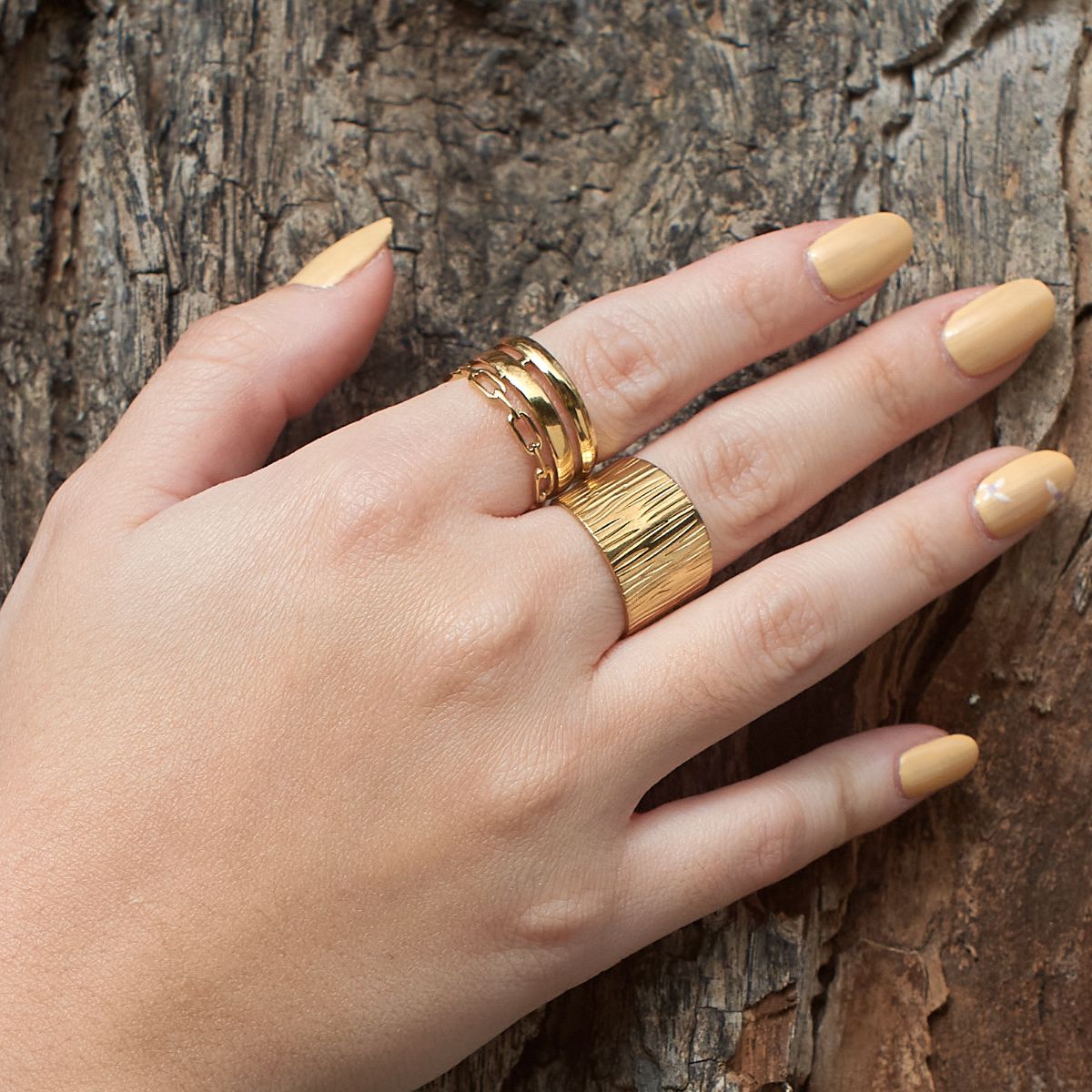 Anillo Triple Cadena Regulable Waterproof - Joya en acero inoxidable enchapado en oro 18k - D'Merys