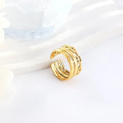 Anillo Triple Cadena Regulable Waterproof - Joya en acero inoxidable enchapado en oro 18k - Azzia