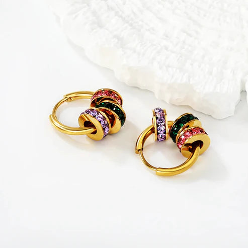 Aretes de colores vibrantes-AZZIA JOYERIA