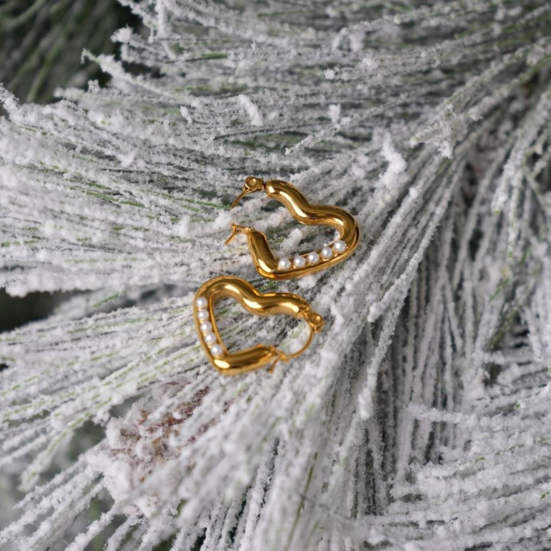 Aretes Corazón con Brillo Waterproof