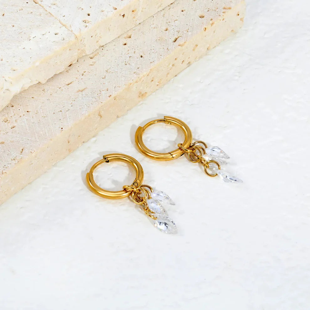 Aretes Cristal Marqueza Waterproof    - AZZIA JOYERIA