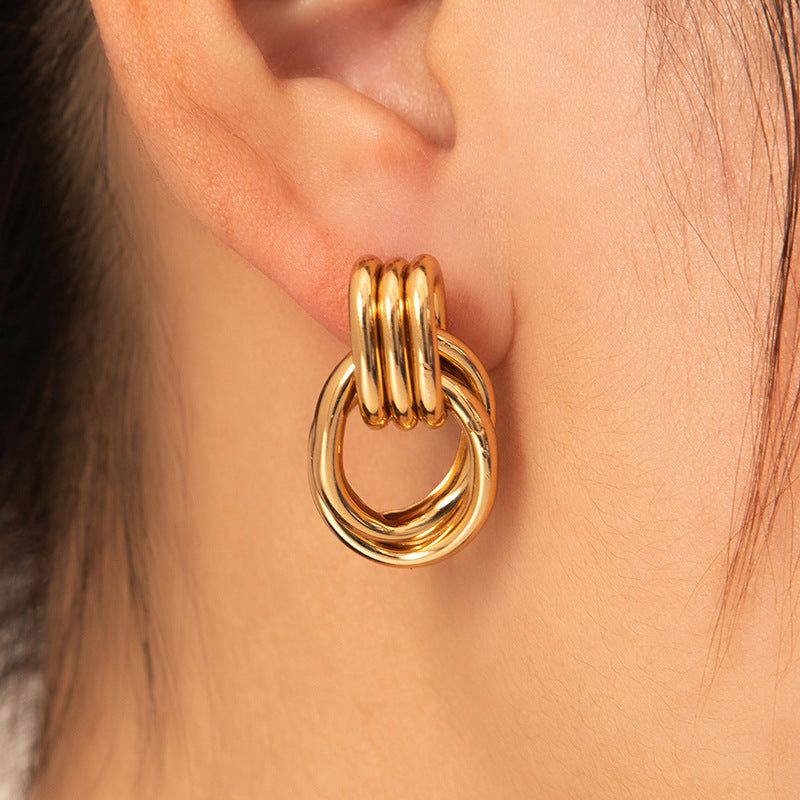 Aretes Epika Waterproof: Acero Inoxidable 316L Oro 18k | Azzia