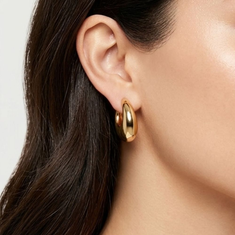 Aretes Media Luna Chuncky Waterproof en Azzia joyería