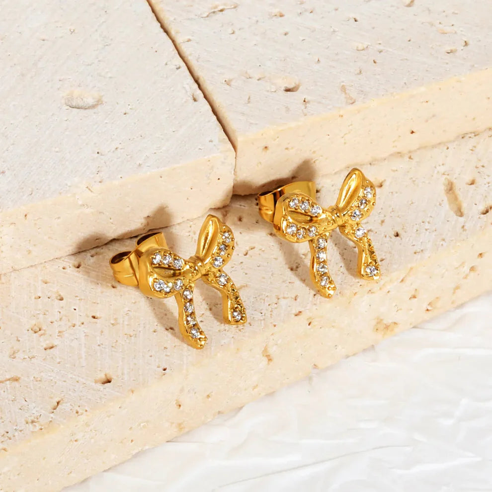 Aretes Mini Lazo Waterproof    - AZZIA JOYERIA