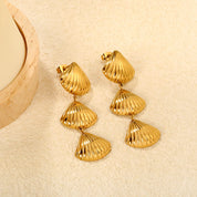 Aretes Triple Conchita Waterproof: Acero 316L Oro 18k | Azzia