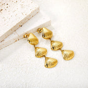 Aretes Triple Conchita Waterproof: Acero 316L Oro 18k | Azzia