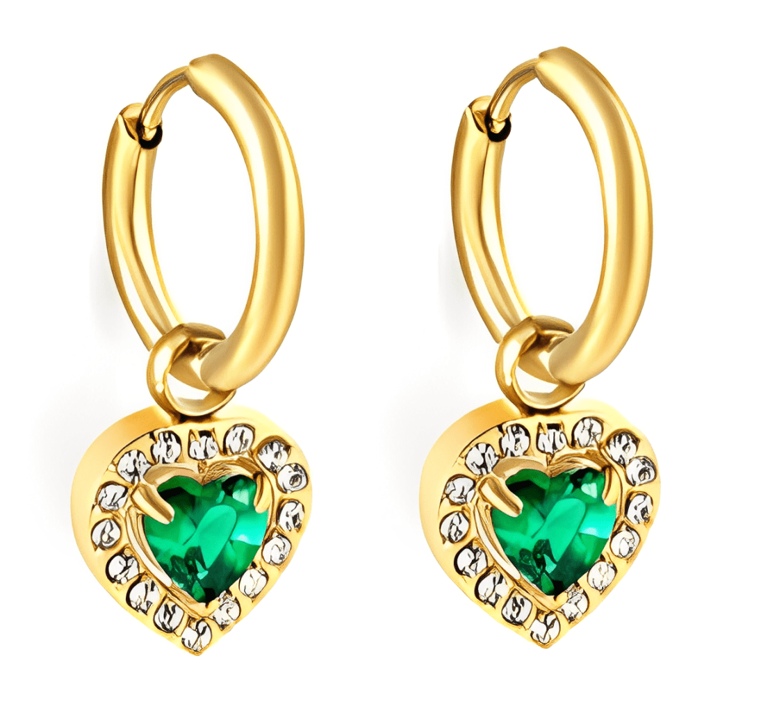 Aretes Corazón Circones Waterproof - Joya en acero inoxidable enchapado en oro 18k - D'Merys