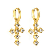 Aretes Cruz Circones Waterproof - Joya en acero inoxidable enchapado en oro 18k - D'Merys