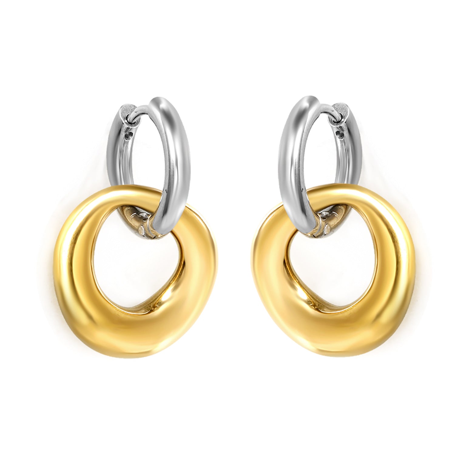 Aretes Dual Chic Waterproof - Joya en acero inoxidable enchapado en oro 18k - D'Merys