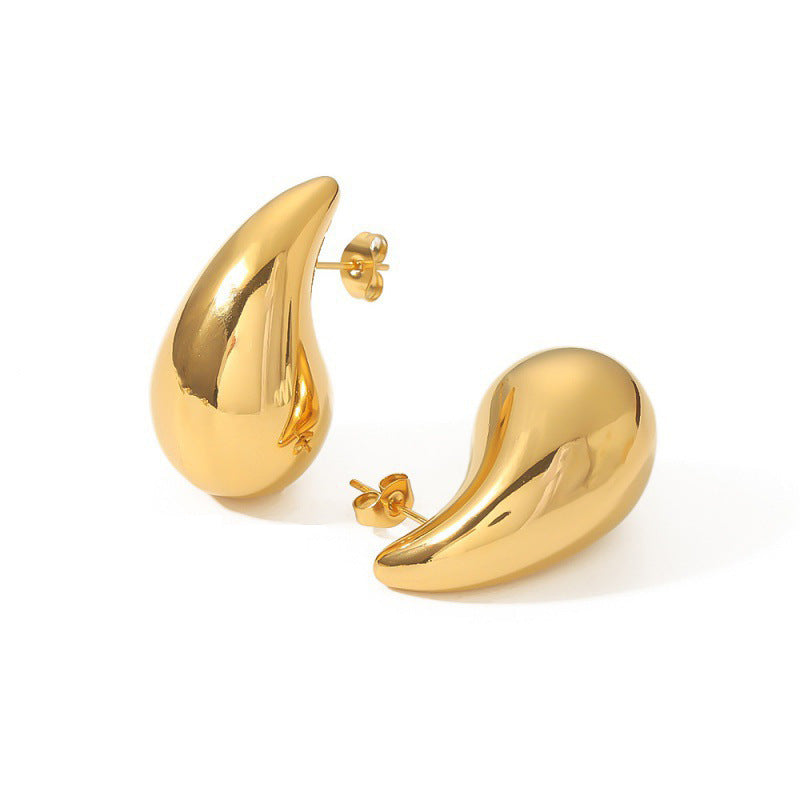 Aretes Gotas Dorado Chunky Waterproof - Joya en acero inoxidable enchapado en oro 18k - D'Merys