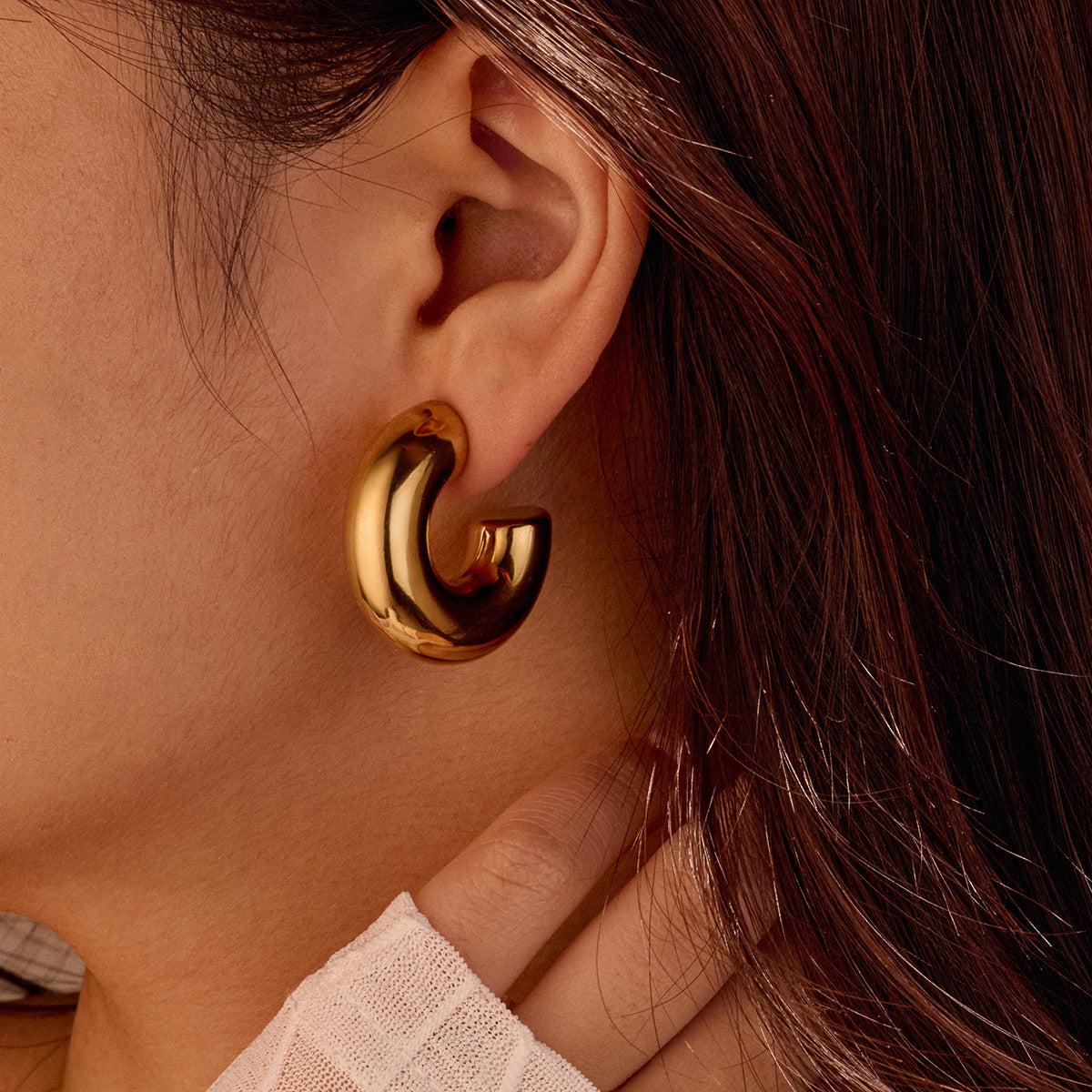 Argollas Chunky Entubadas Waterproof: Acero 316L Oro 18k | Azzia