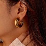 Argollas Chunky Entubadas Waterproof: Acero 316L Oro 18k | Azzia