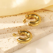 Argollas Chunky Entubadas Waterproof: Acero 316L Oro 18k | Azzia