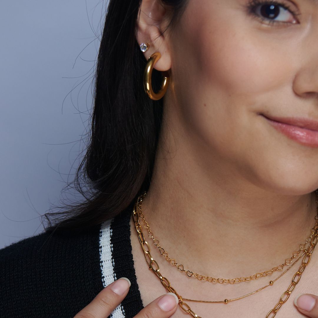 Argollas Cecilia Entubadas Waterproof: Acero 316L Oro 18k | Azzia