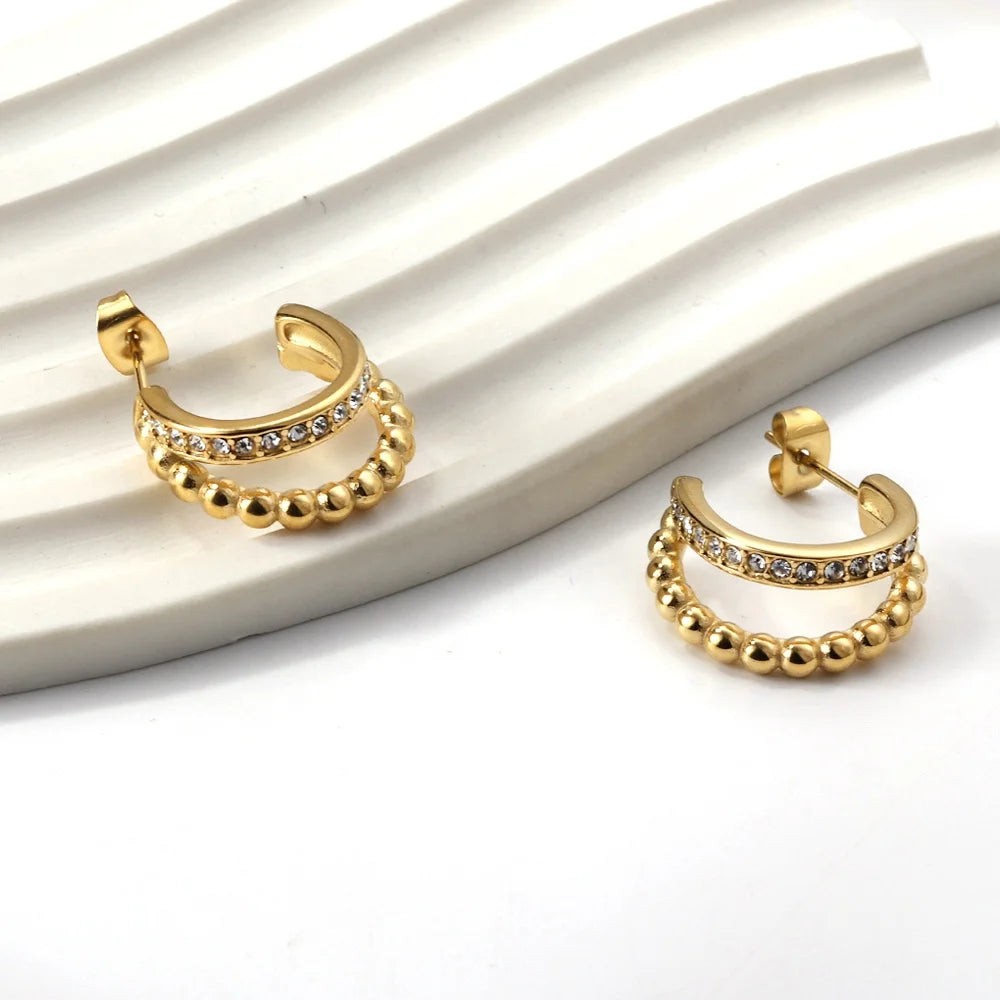 Argollas Doble Circones Waterproof - Joya en acero inoxidable enchapado en oro 18k - D'Merys