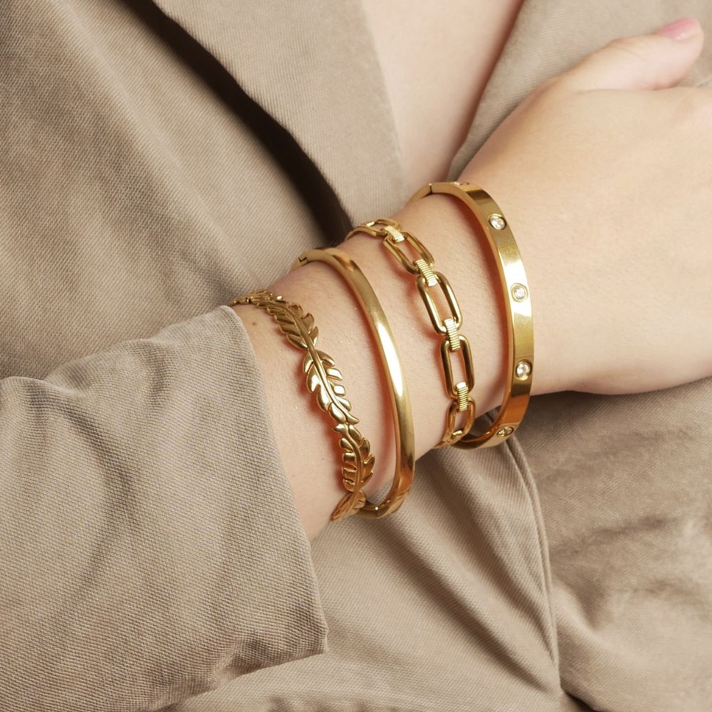 Brazalete Espiga Regulable Waterproof - Joya en acero inoxidable enchapado en oro 18k - Azzia joyería