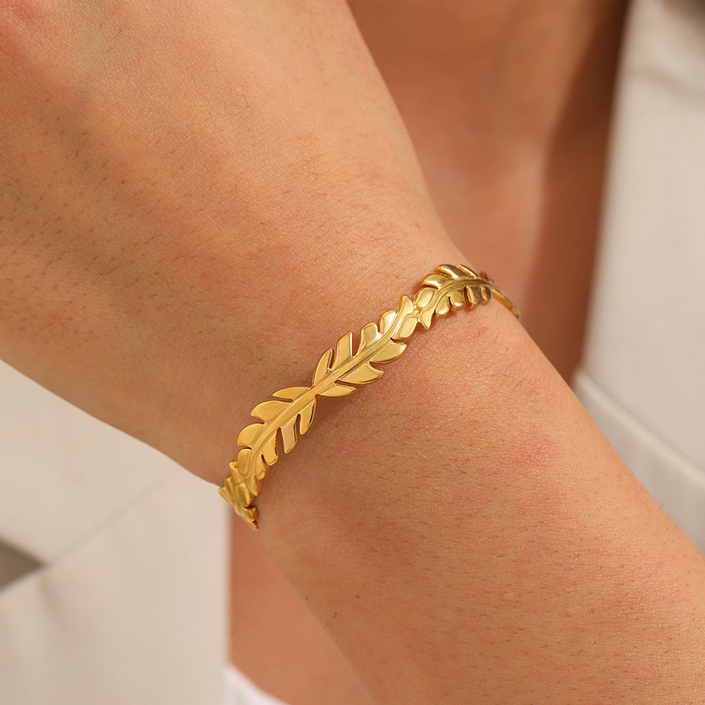 Brazalete Espiga Regulable Waterproof - Joya en acero inoxidable enchapado en oro 18k - Azzia joyería