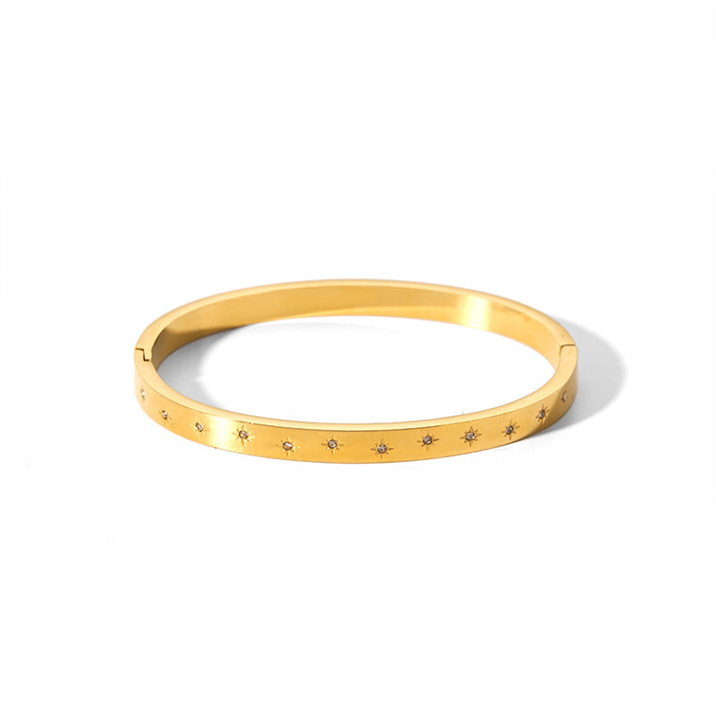 Brazalete Puñera Stars Waterproof - Joya en acero inoxidable enchapado en oro 18k - Azzia joyería