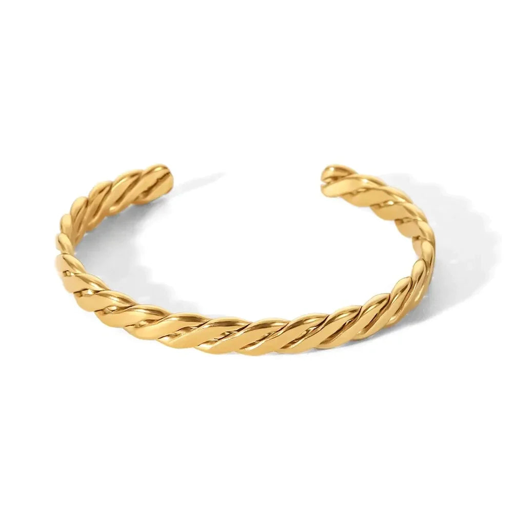 Brazalete Puñera Trenzada Waterproof - Joya en acero inoxidable enchapado en oro 18k - Azzia joyería