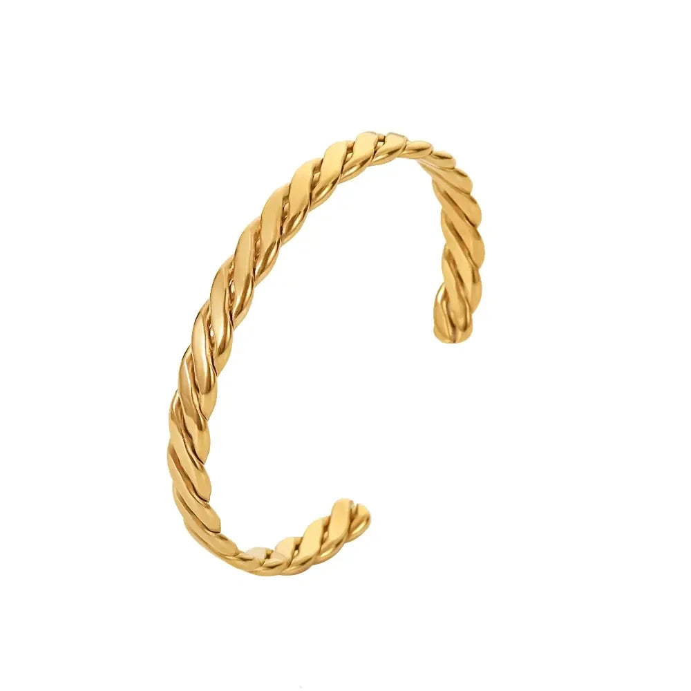 Brazalete Puñera Trenzada Waterproof - Joya en acero inoxidable enchapado en oro 18k - Azzia joyería