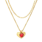 Collar Corazón Cósmico Rojo Waterproof    - AZZIA JOYERIA