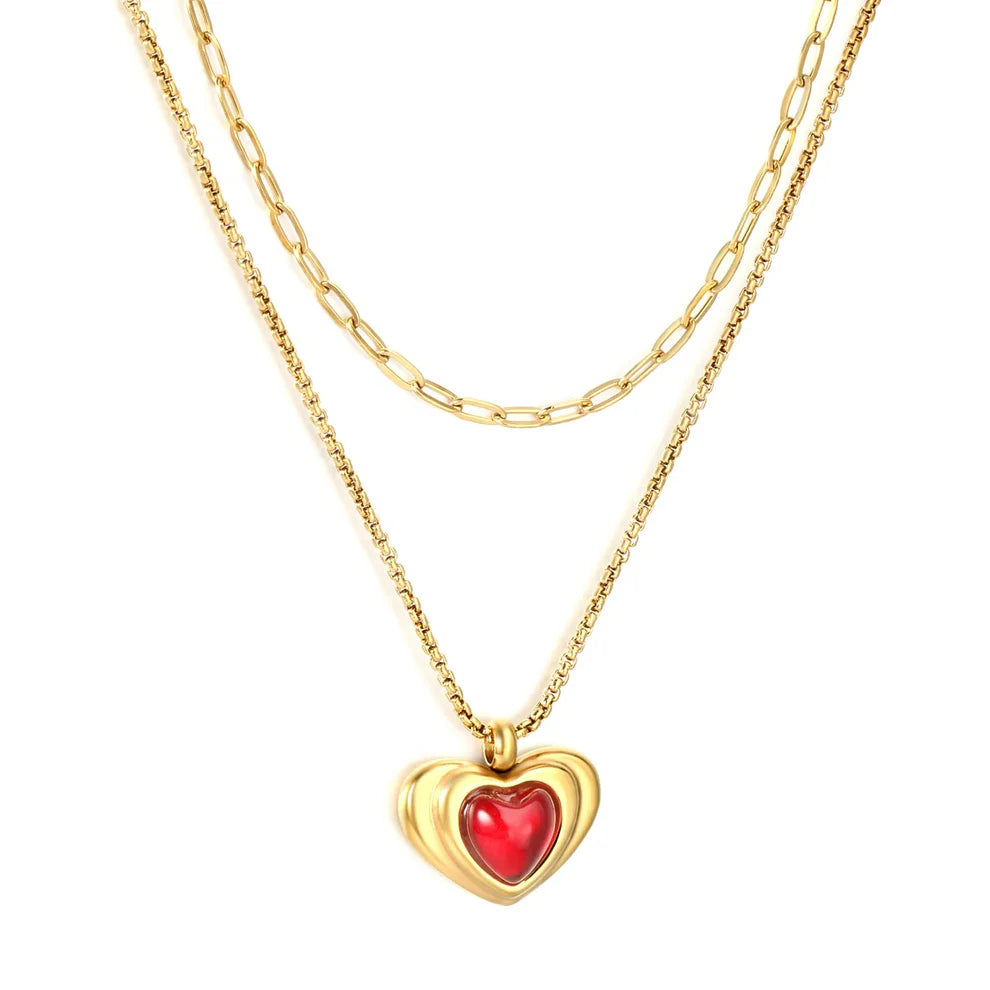 Collar Corazón Cósmico Rojo Waterproof    - AZZIA JOYERIA