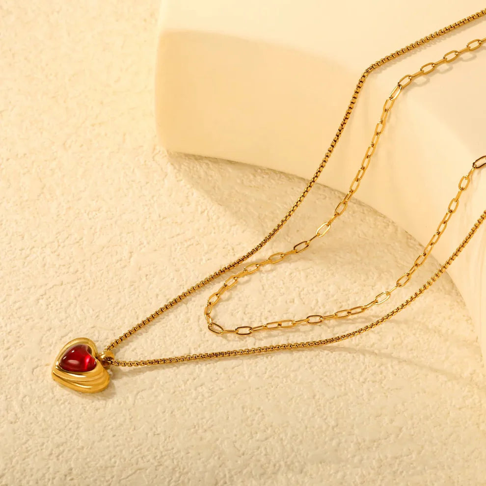 Collar Corazón Cósmico Rojo Waterproof    - AZZIA JOYERIA