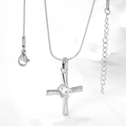 Collar Cruz Ámbar Plateado Waterproof    - AZZIA JOYERIA