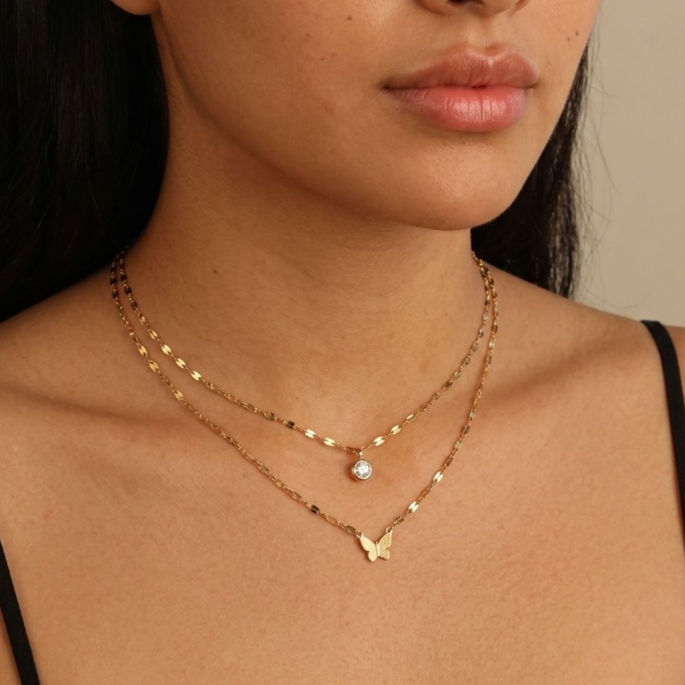Collar Doble Butterfly Shine | Azzia Joyería