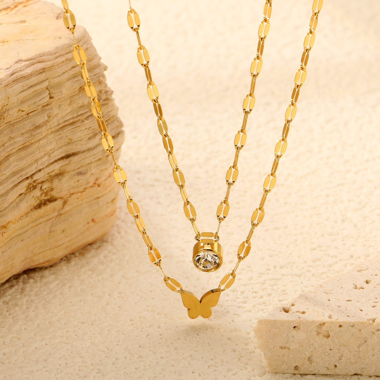 Collar Doble Butterfly Shine | Azzia Joyería