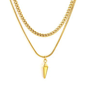 Collar Doble Cristal Waterproof: Acero 316L Oro 18k