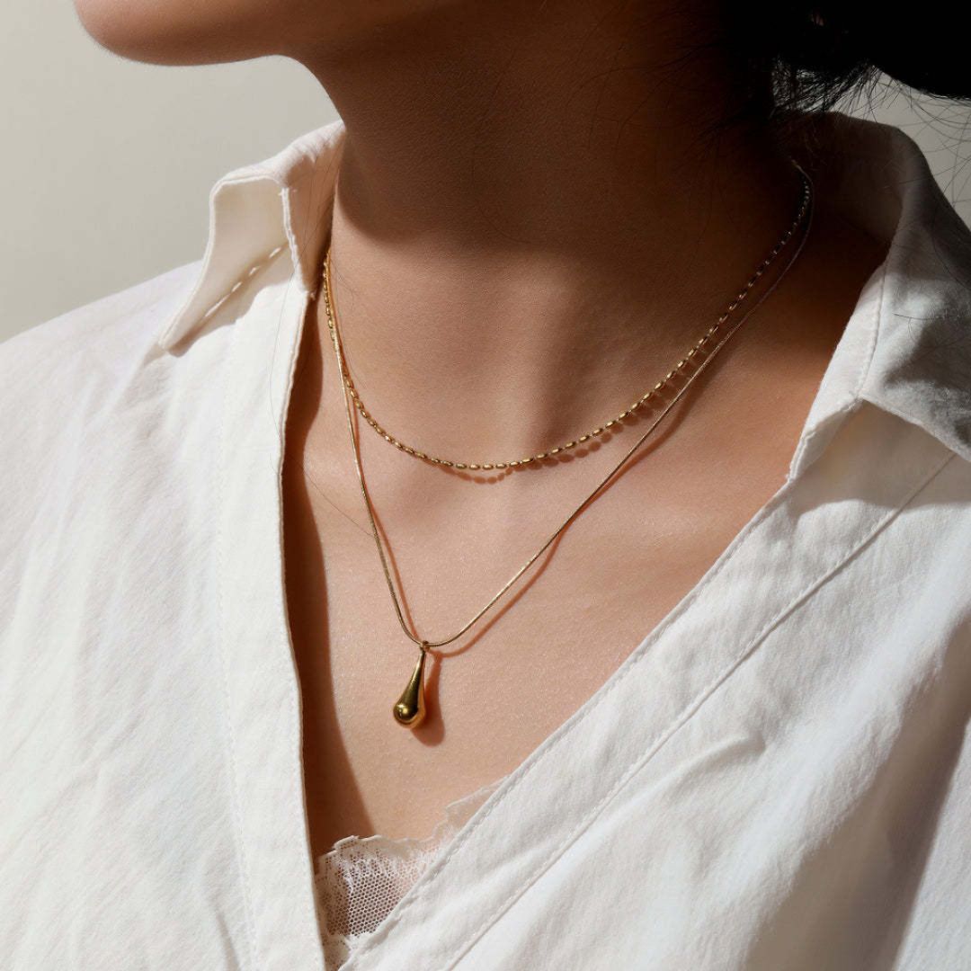 Collar Doble Lluvia Dorada Waterproof | Azzia Joyería