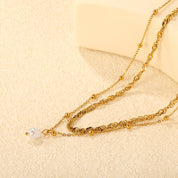 Collar dorado de doble caída - AZZIA JOYERIA 