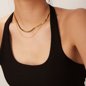 Collar Doble para mujer de eslabones estilo vintage dorado. En Azzia Joyeria
