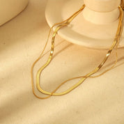 Collar Doble para mujer de eslabones estilo vintage dorado. En Azzia Joyeria