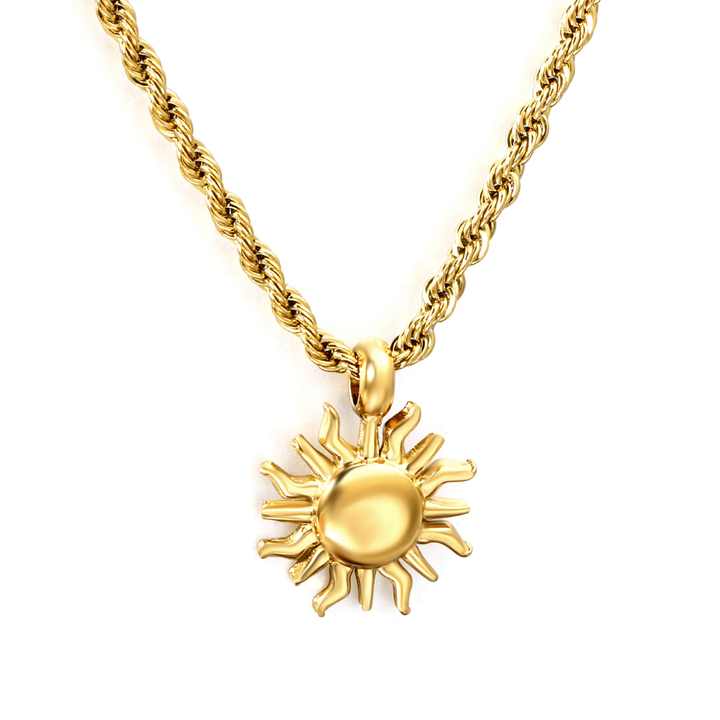 Collar Marisol waterproof con dije dorado estilo sol en acero inoxidable