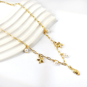 Collar Caracola de Mar Perla Waterproof - Joya en acero inoxidable enchapado en oro 18k - D'Merys