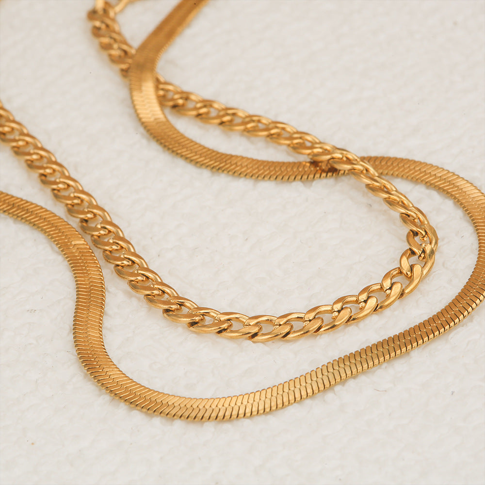 Collar Doble Corvina-Snake Waterproof - Joya en acero inoxidable enchapado en oro 18k - D'Merys