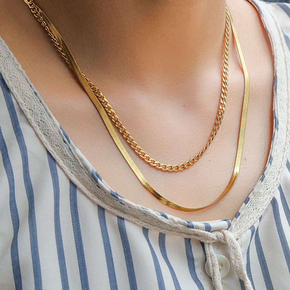 Collar Doble Corvina-Snake Waterproof - Joya en acero inoxidable enchapado en oro 18k - D'Merys