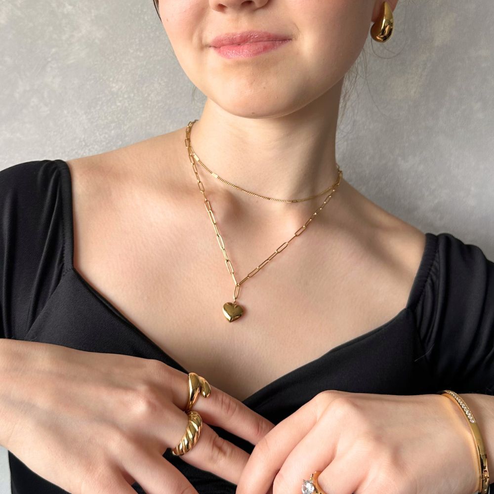 Collar Doble Domenica Waterproof - Joya en acero inoxidable enchapado en oro 18k - D'Merys
